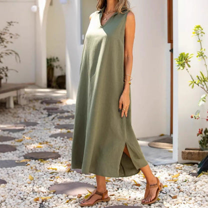 Damen Langkleid Klassisch Sommer Mit Schlitzen - Norvielle