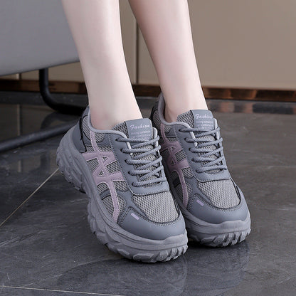 Damen Chunky Sneaker Atmungsaktives Material Stoßdämpfung
