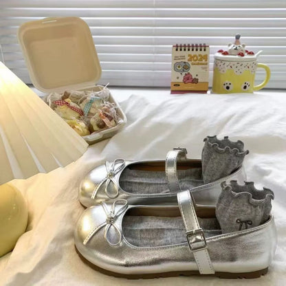 Damen Ballerinas Schnürballett mit Glanz Optik - Norvielle