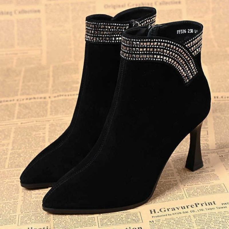 Damen Ankle Boots Elegantes Glitzerdekor