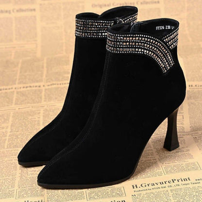 Damen Ankle Boots Elegantes Glitzerdekor