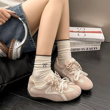 Damen Sneaker Atmungsaktiv Apfelmotiv Sportlich