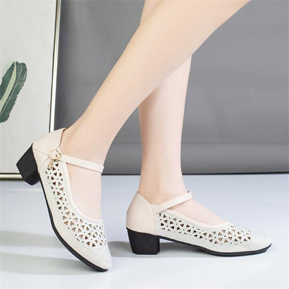 Damen Ballerinas Spitze Bequem Blockabsatz