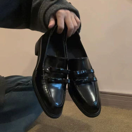 Damen Ballerinas Elegante Lack Komfortschuhe Schwarz - Norvielle