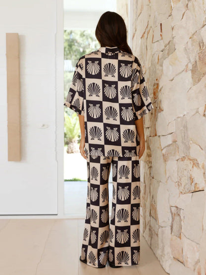 Damen Zweiteiliges Co-Ord Set Bedruckt Modern