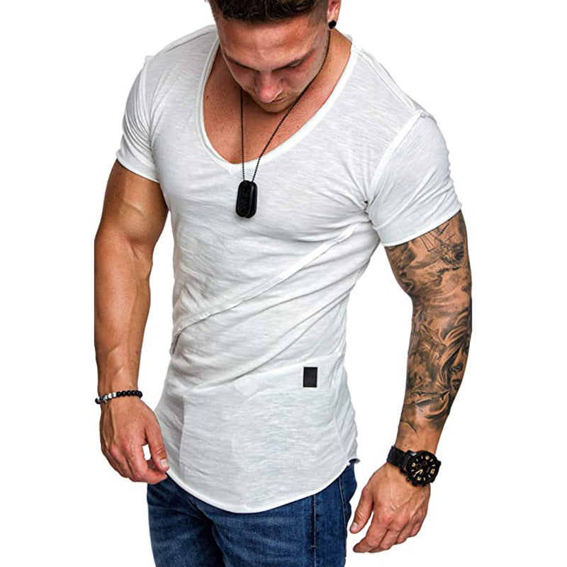 Herren T-Shirt V-Ausschnitt Strukturiert Hochwertig