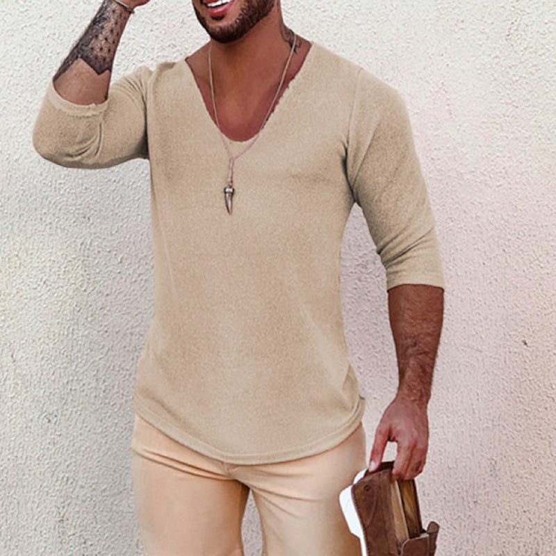 Herren T-Shirt V-Ausschnitt Modernes Strukturdesign
