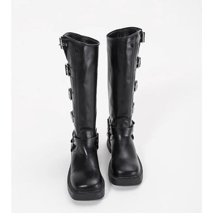 Damen Stiefel Schnalle Blockabsatz Robust