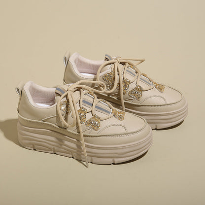 Damen Plattform Sneaker Glitzer Optik