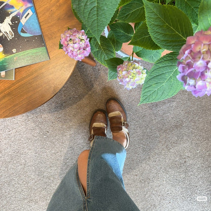 Damen Halbschuhe mit Schnalle und Riemen Modisch
