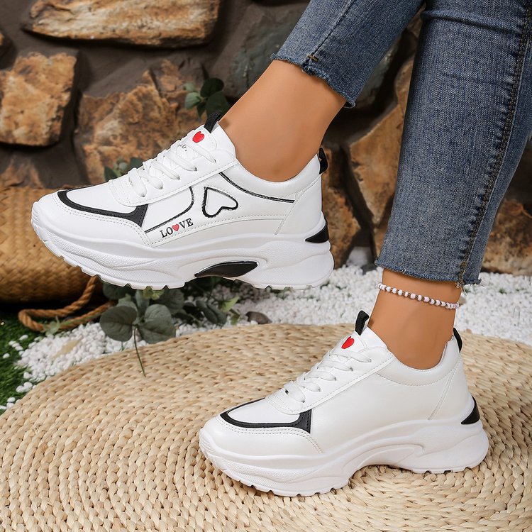 Damen Sneaker Herz-Design Weich Bequem