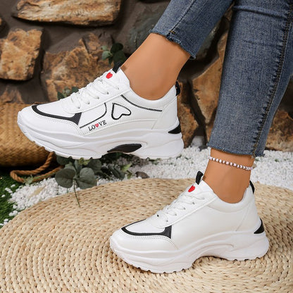 Damen Sneaker Herz-Design Weich Bequem