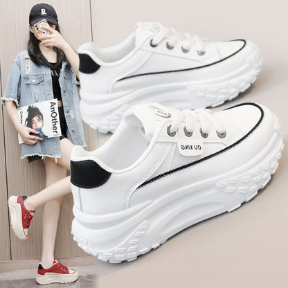 Damen Sneaker Hochwertig Sportlich Dicke Sohle Schwarz - Norvielle