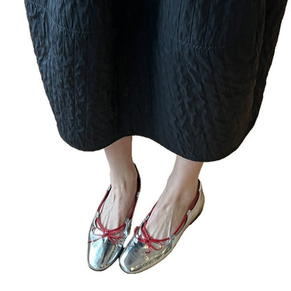 Damen Ballerinas Wildleder Schleifen Elegant