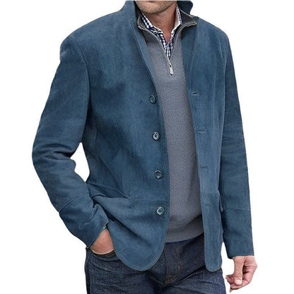 Herren Lederjacke Suede Steppjacke Knöpfe - Norvielle