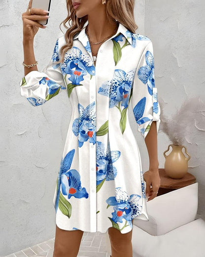Damenkleid Bluse-Style Floral Komfortschnitt Modern