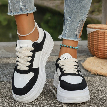 Damen Plateau Sneaker Hoch Weiche Sohle