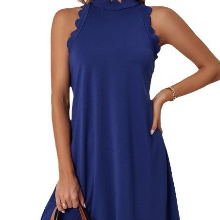 Damen Ärmelloses Sommerkleid Fließend V-Ausschnitt