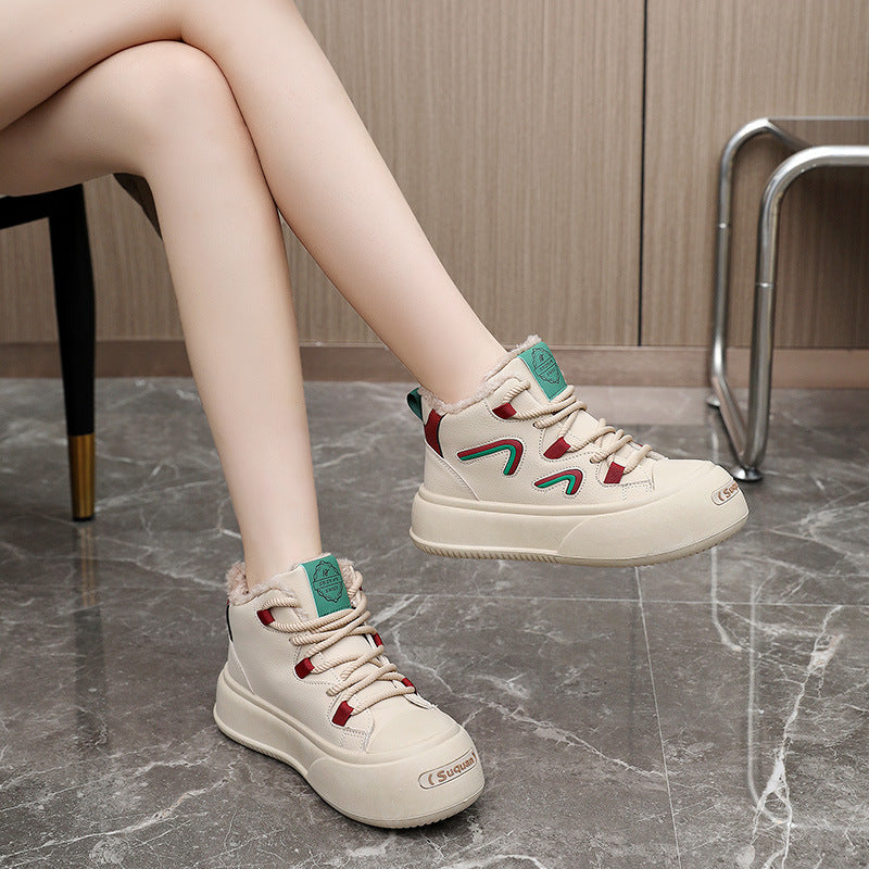 Damen Hoch Sneaker Flauschig Innenfutter Modisch