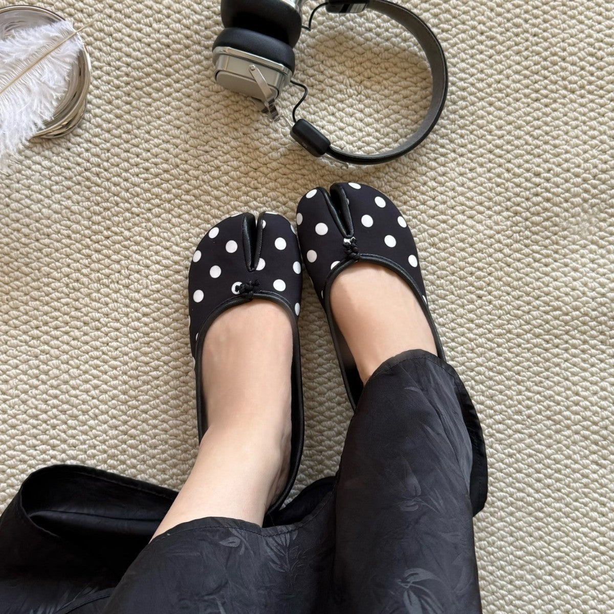Damen Ballerinas Punktenmuster