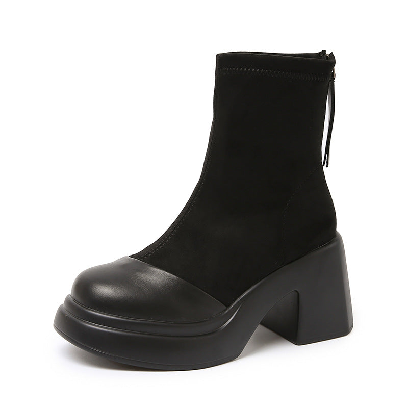 Damen Stiefeletten Elastisch Modisch Blockabsatz