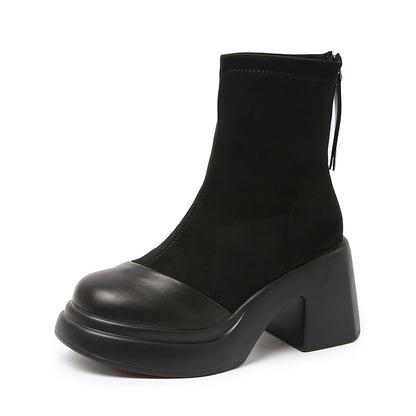 Damen Stiefeletten Elastisch Modisch Blockabsatz