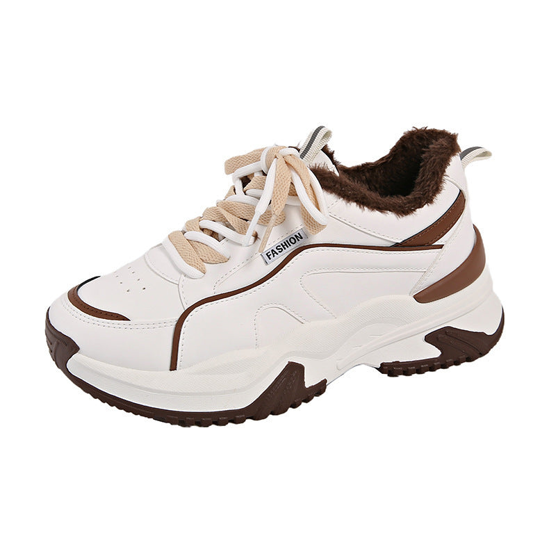 Damen Sneaker Chunky mit Warmem Innenfutter Schwarz - Norvielle