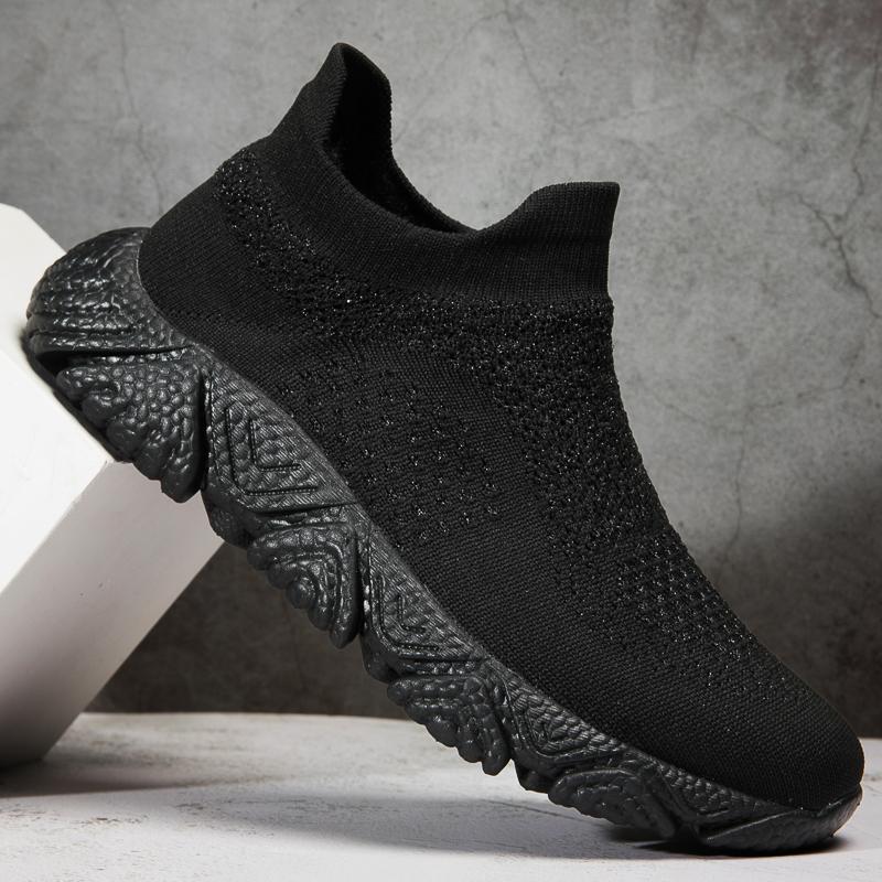 Damen Sneaker Strickoptik Hochkragen Rutschfest