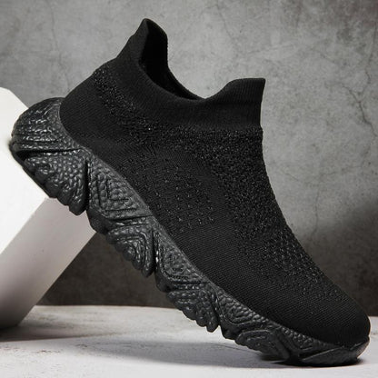Damen Sneaker Strickoptik Hochkragen Rutschfest