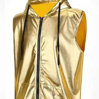 Herren Kapuzenweste Metallic Glanz Modern