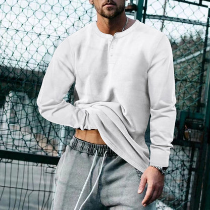 Herren Langarmshirt Weich Bequem Mit Knöpfen