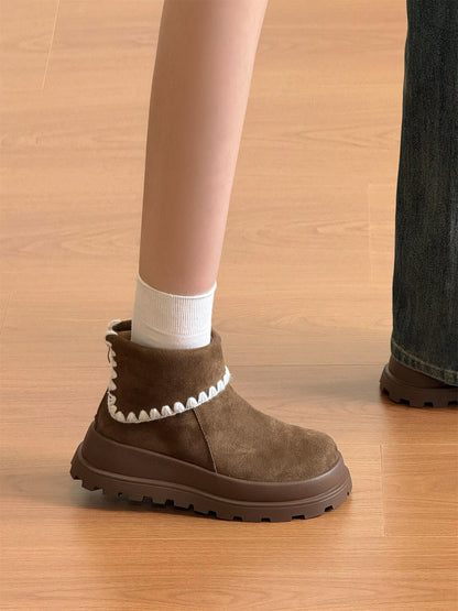 Damen Stiefeletten Weiches Wildleder Rippensaum