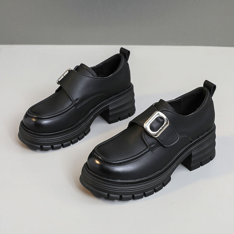 Damen Plateau Halbschuhe Robust mit Schnalle Elegantes Design