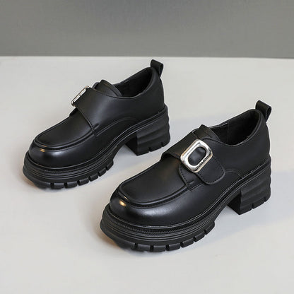 Damen Plateau Halbschuhe Robust mit Schnalle Elegantes Design
