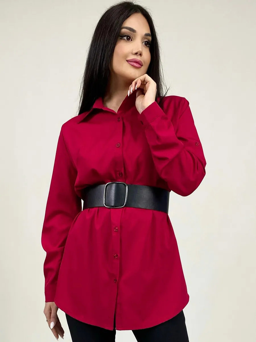 Damen Langarmbluse Stehkragen Modern