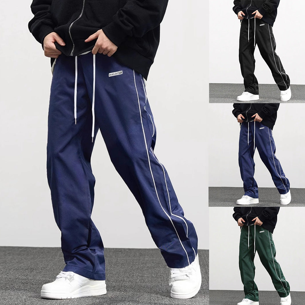 Herren Freizeithose Verstellbarer Bund Streifen Schwarz - Norvielle