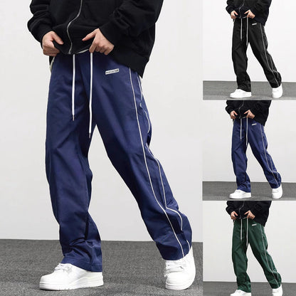 Herren Freizeithose Verstellbarer Bund Streifen Schwarz - Norvielle