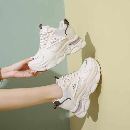 Damen Sneaker Hochwertiges Mesh Atmungsaktiv Dickes Profil
