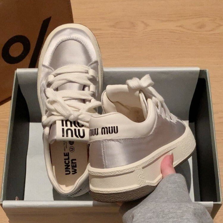Damen Sneaker Satin Weich Schnürschuhe
