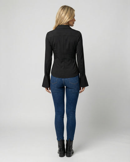 Damen Slimfit Langarmshirt Baumwolle