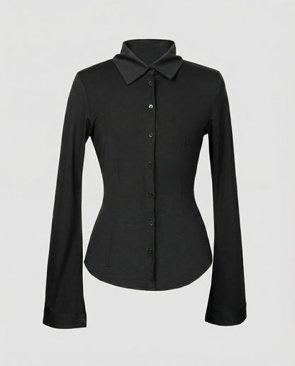 Damen Slimfit Langarmshirt Baumwolle