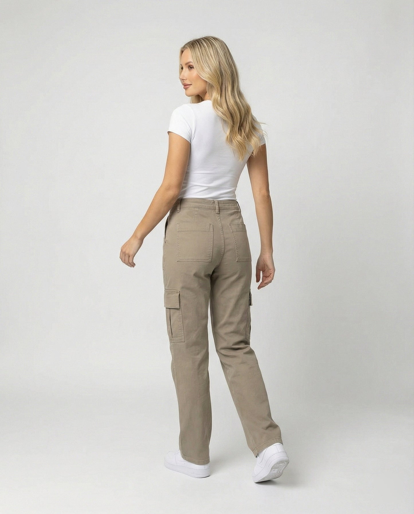 Damen Cargohose Robust Baumwolle Gerade Bein Klapptaschen