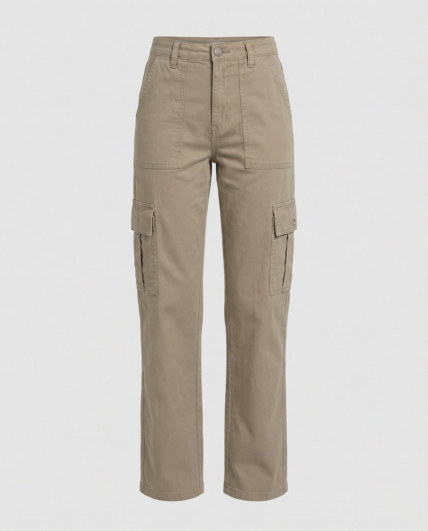 Damen Cargohose Robust Baumwolle Gerade Bein Klapptaschen