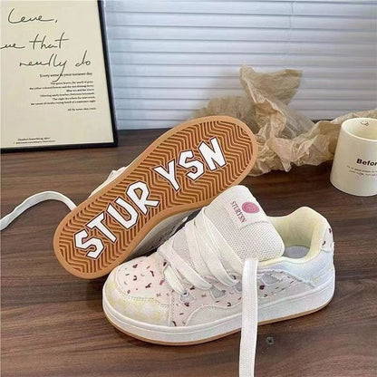 Damen Sneaker Sportlich Atmungsaktiv Blumenmotiv