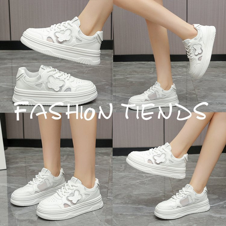 Damen Sneaker Blumenapplikation Weiches Leder