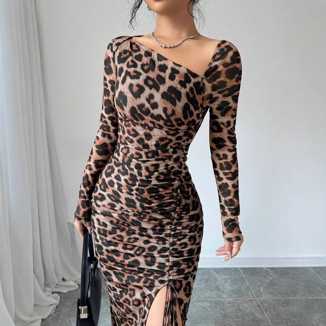 Damen Maxikleid Asymmetrischer Ausschnitt Elegant Längs