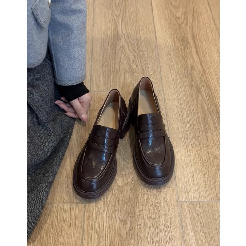 Damen Mokassins Elegante Blockabsatz Schuhe