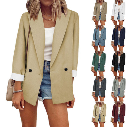 Damen Blazer Oversized Elegant Schwarz - Norvielle