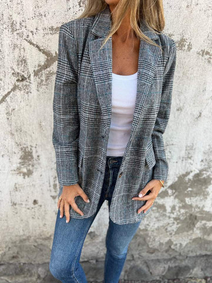 Damen Blazer Karierter Slimfit Modern