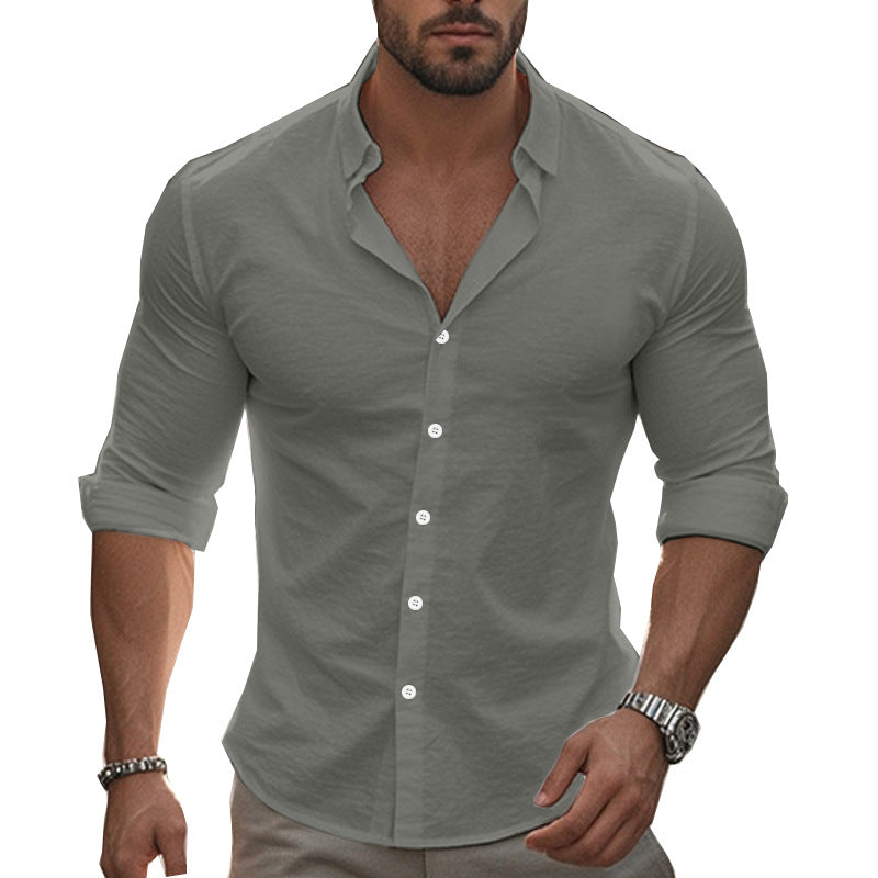 Herren Langarmhemd Elegantes Design Knopfleiste Weiß - Norvielle